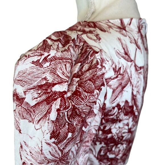 Petersyn Lilah Dress in Perth Long Puff Sleeve Zip Back Mini Red White Size XS - Picture 7 of 15